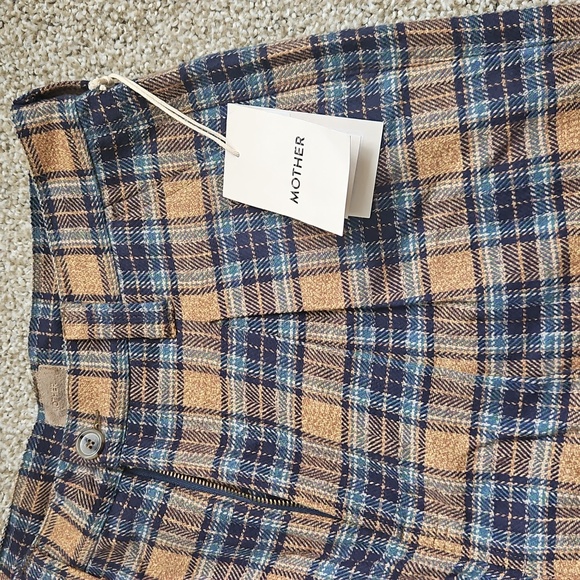 NWT Mother Denim Pleated Maven Prep Sneak Trousers In Delta Dawn Plaid size 30 - Picture 9 of 9